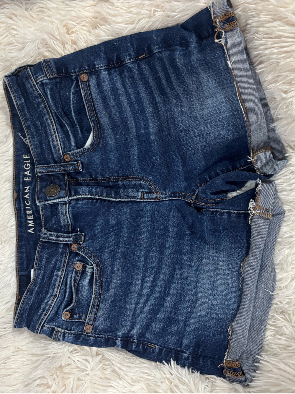 American Eagle Outfitters Dark Indigo Denim Cutoff Shorts